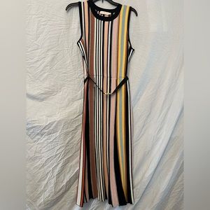 Tory Burch midi length a line dress size S/P, striped with black neckline